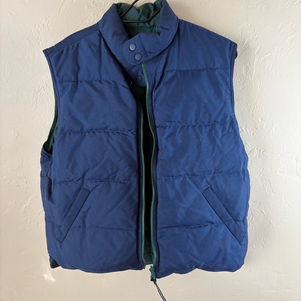 G.H Bass & Co Green Blue Reversible Puffer Vest Medium Pockets Zipper Medium - Picture 8 of 12